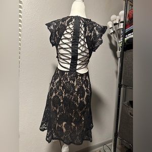 Black lace mini dress